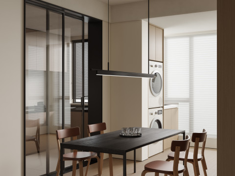 Modern living room dining room kitchen 3D Model