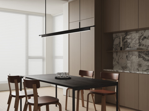 Modern living room dining room kitchen 3D Model