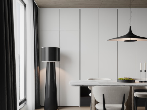 Modern living room dining room kitchen 3D Model