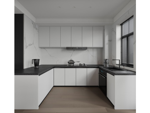 Modern living room dining room kitchen 3D Model