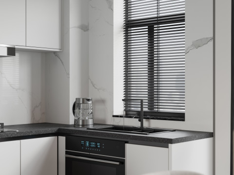 Modern living room dining room kitchen 3D Model