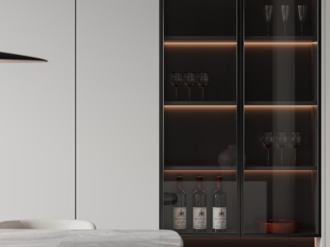 Modern living room dining room kitchen 3D Model