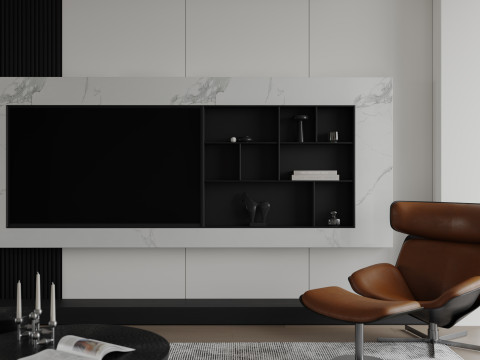 Modern living room dining room kitchen 3D Model