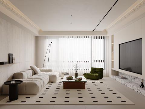 Modern living room dining room kitchen bedroom bathroom 3D Model