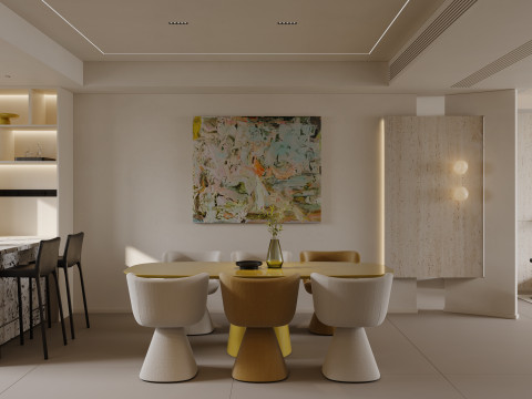 Modern living room dining room kitchen bedroom bathroom Modèle 3D