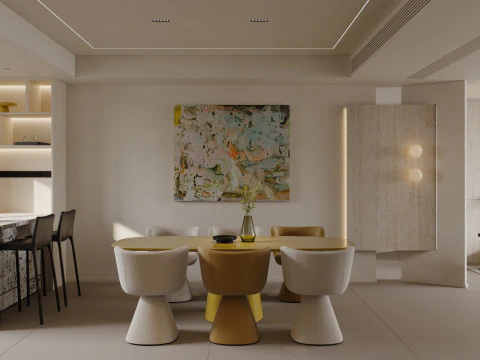 Modern living room dining room kitchen bedroom bathroom 3D Model