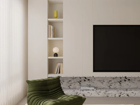 Modern living room dining room kitchen bedroom bathroom 3D Model