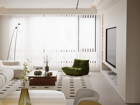 Modern living room dining room kitchen bedroom bathroom 3D Model