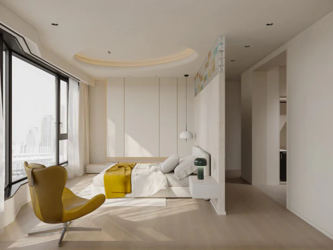 Modern living room dining room kitchen bedroom bathroom 3D Model