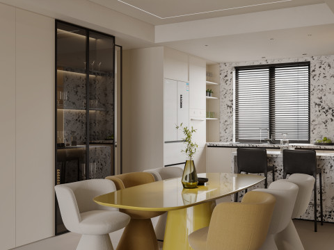 Modern living room dining room kitchen bedroom bathroom Modèle 3D