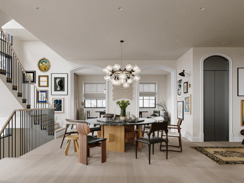 Luxury villa interior scene 3D Model