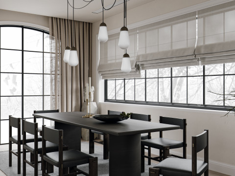 Luxury villa interior scene 3D मॉडल