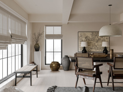 Luxury villa interior scene 3D मॉडल
