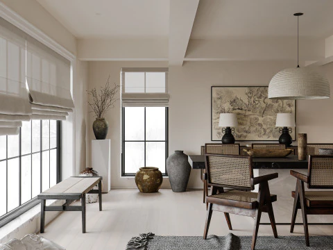 Luxury villa interior scene 3D Model