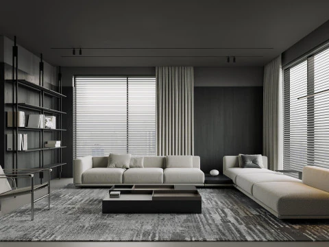 Modern oturma odası yemek odası 3D Model