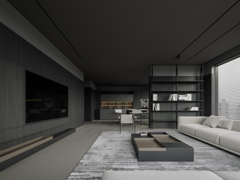 Modern living room dining room 3D Model