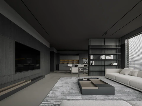 Modern living room dining room 3D Model