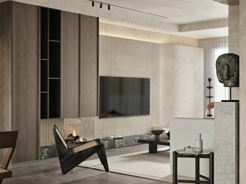 Wabi-sabi living and dining room 3D Модель