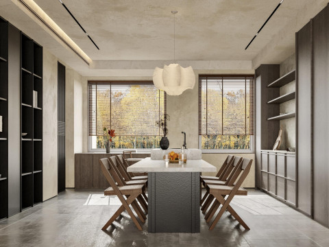 Wabi-sabi living and dining room 3D Модель