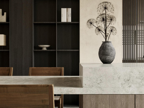 Wabi-sabi living and dining room 3D Модель