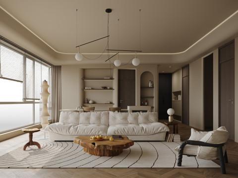 Modern living room dining room 3D Model