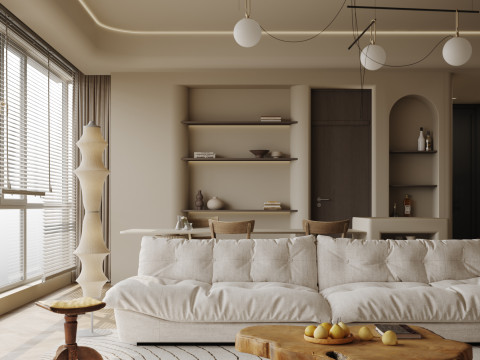 Modern living room dining room 3D 模型