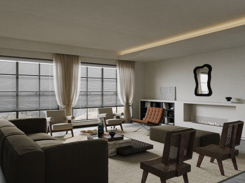 Modern living room dining room 3D Model