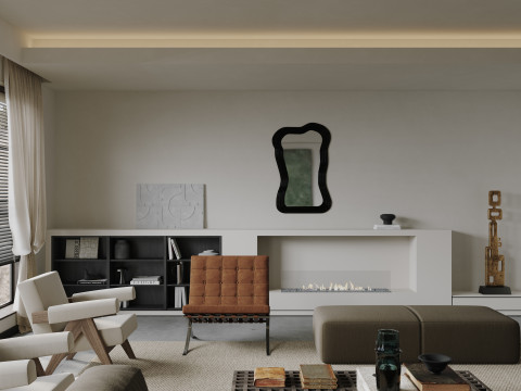 Modern living room dining room 3D Model