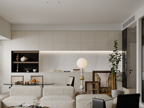 Modern living room dining room 3D Modell