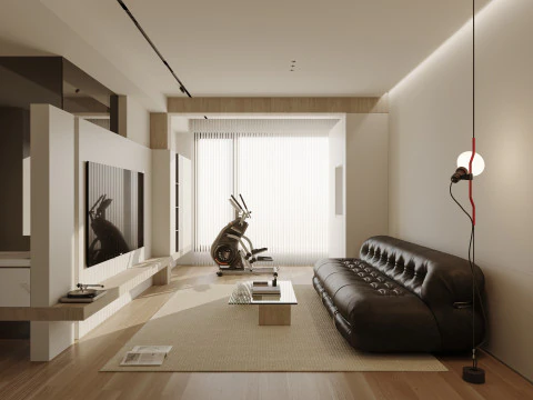 Modern living room dining room 3D Model
