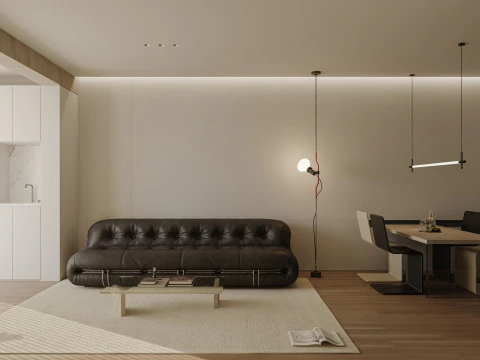 Modern living room dining room 3D Model