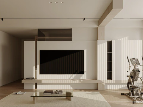 Modern living room dining room 3D Model