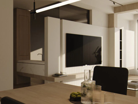Modern living room dining room 3D Model