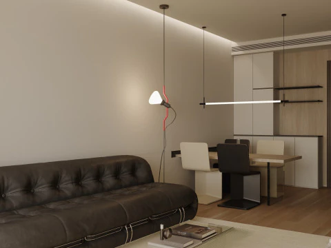 Modern living room dining room 3D Model