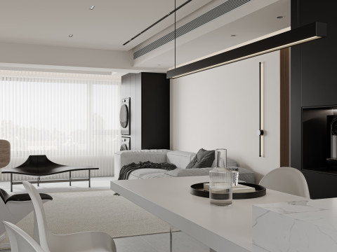 Modern living room dining room 3D Model
