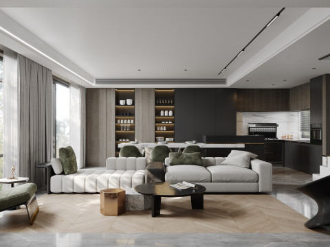 Modern living room dining room Model 3D