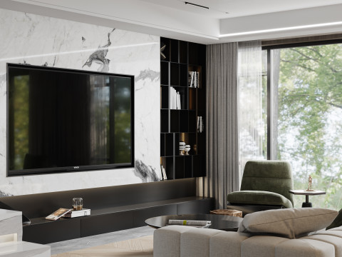 Modern living room dining room Model 3D