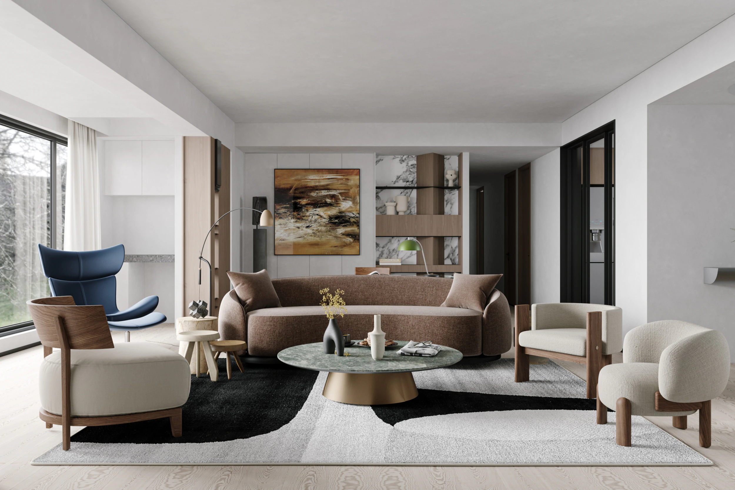 Modern living room dining room 3D Model .c4d .max .obj .3ds .fbx .stl .blend 