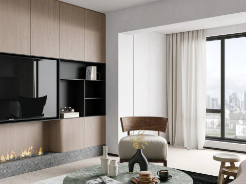Modern living room dining room 3D Model