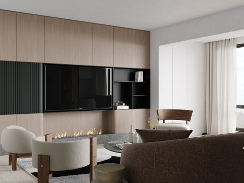 Modern living room dining room 3D 模型