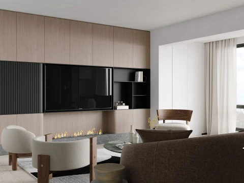 Modern living room dining room 3D Model