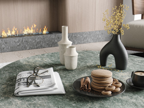 Modern living room dining room 3D 模型