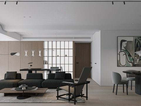 Modern living room dining room 3D 모델