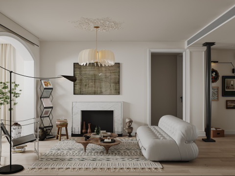 Modern living room dining room kitchen 3D 모델