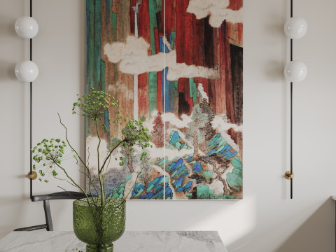 Modern living room dining room kitchen 3D Model