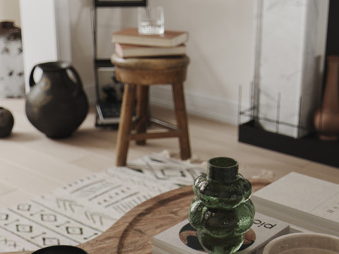 Modern living room dining room kitchen 3D Model