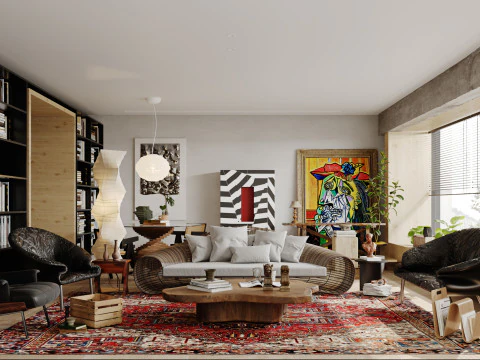 Вітальня в скандинавському стилі 3D Модель