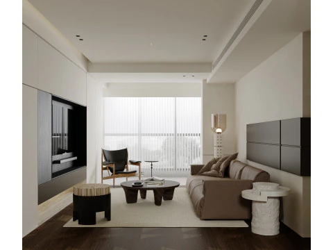 Modern oturma odası yemek odası 3D Model