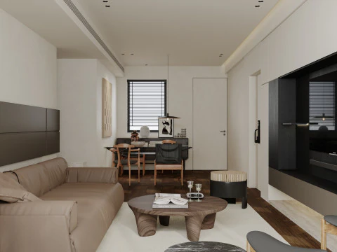 Modern living room dining room 3D Model