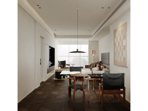 Modern living room dining room 3D Model